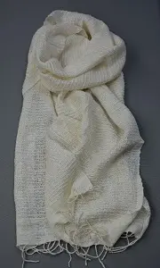 Echarpe éthiopienne Elégance acier en soie de mûrier et soie sauvage bio filée et tissée à la main