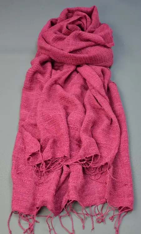 Echarpe éthiopienne Fuchsia 1 en pure soie sauvage tissée à la main