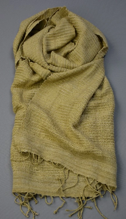Echarpe éthiopienne Olive 2 en pure soie sauvage tissée à la main