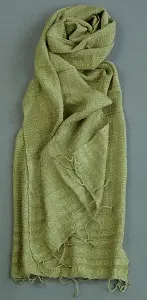 Echarpe éthiopienne Elégance olive en soie de mûrier et soie sauvage bio filée et tissée à la main
