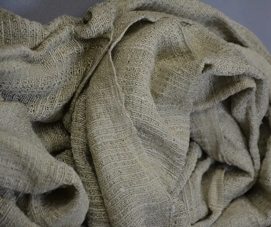 Echarpe éthiopienne Tilleul 4 en pure soie sauvage tissée à la main