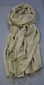 Echarpe éthiopienne Elégance Argent en soie de mûrier et soie sauvage bio filée et tissée à la main