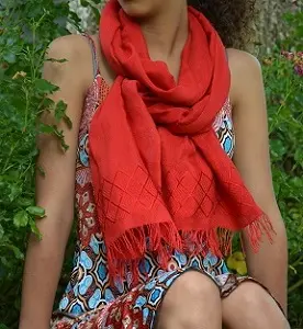 Echarpe éthiopienne équitable en Rayonne & Polyester, tissée à la main et ornée de Tibeb (motif) sobres et discrets.