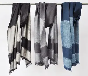 Echarpe éthiopienne artisanale Suave en pure laine tissée à la main