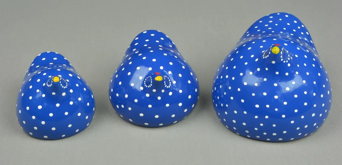 Petites pintades éthiopiennes bleues en poterie équitable