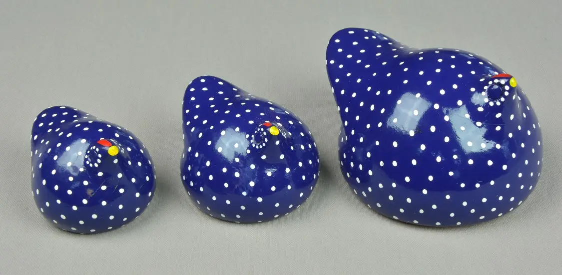 Petites pintades éthiopiennes bleues nuit en poterie équitable