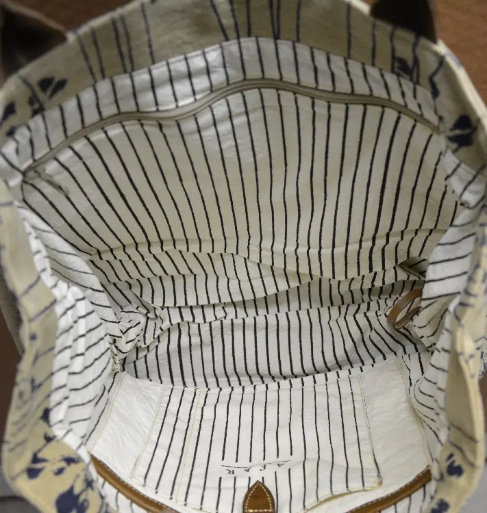 Sac casual Afar Agapentes Chamoix en coton éthiopien bio et cuir de zébu fait à la main