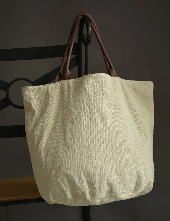 Sac casual en coton éthiopien bio et cuir de zébu fait à la main