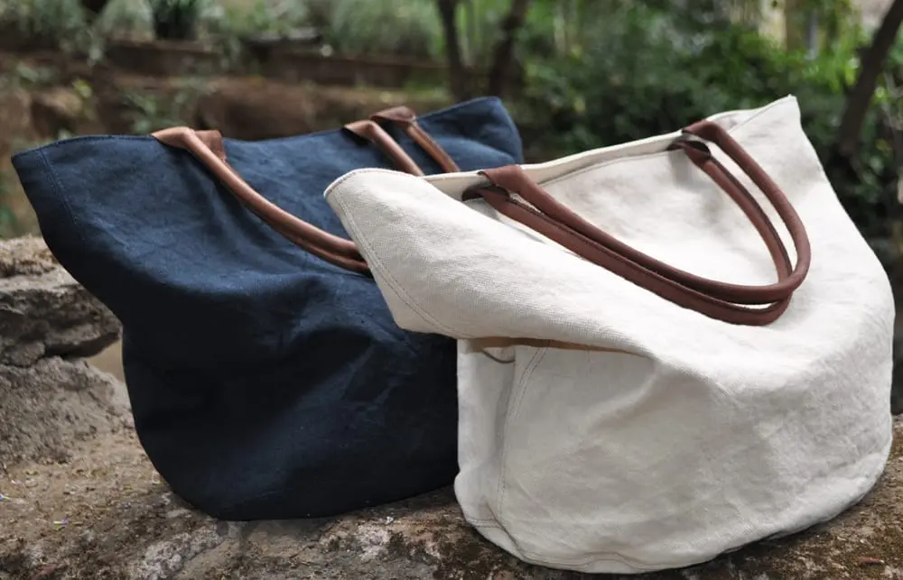 Sac casual en coton éthiopien bio et cuir de zébu fait à la main