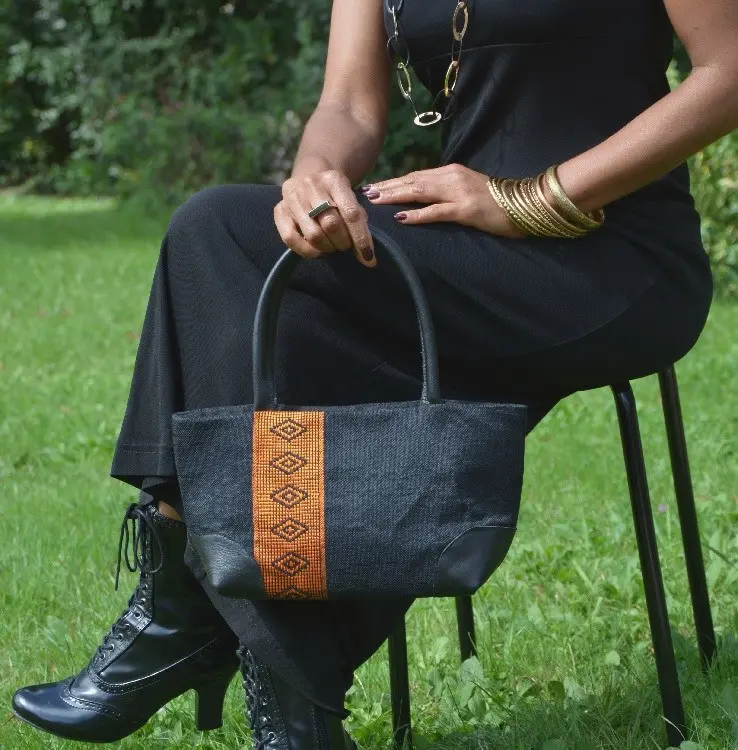 sac cocktail équitable orange fait à la main en coton éthiopien et rayonne