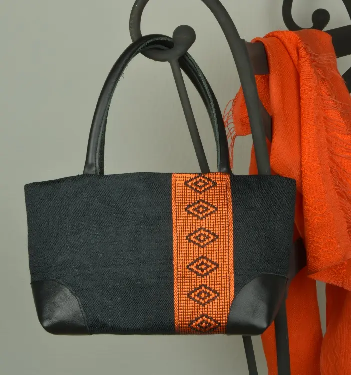 sac cocktail équitable orange fait à la main en coton éthiopien et rayonne