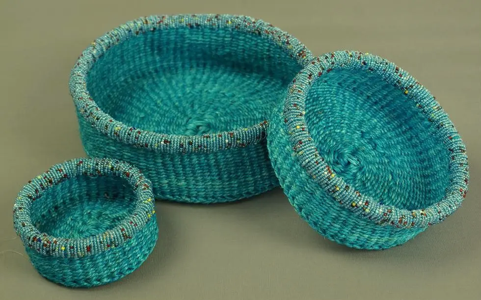 panier en corde ethiopien Bleu fait à la main