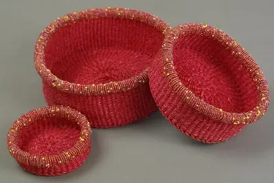 Paniers éthiopiens en corde roses faits à la main